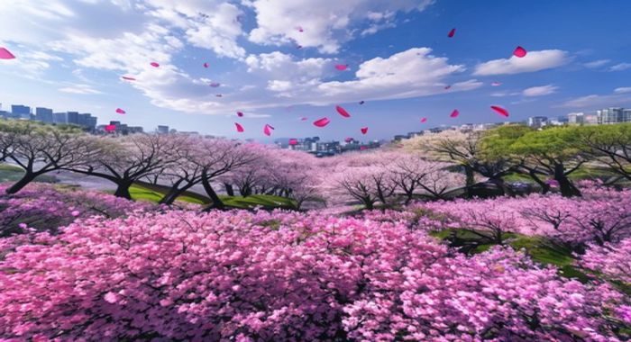 2026年日本樱花季实拍视频合集封面，东京上野公园粉色花海人潮涌动，樱花视频独家记录